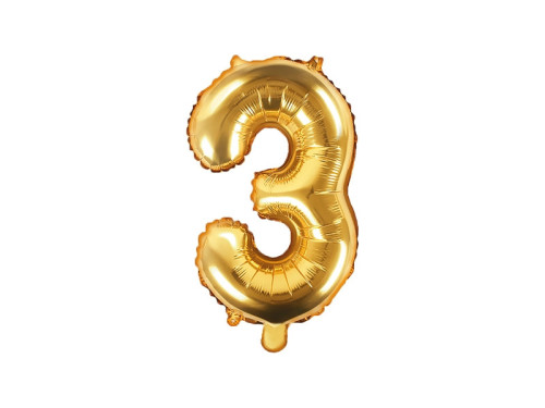 Foil balloon number 3 - gold, 35 cm
