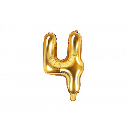 Foil balloon 35 cm Number "4", gold
