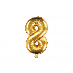 Foil balloon 35 cm Number "8", gold