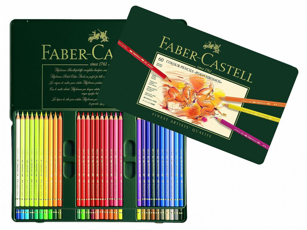 Zestaw kredek Polychromos w kasecie metalowej - Faber-Castell - 60 kolorów