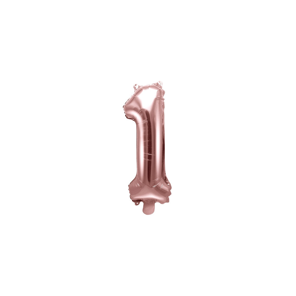 Balon foliowy cyfra 1 - różowe złoto, 35 cm