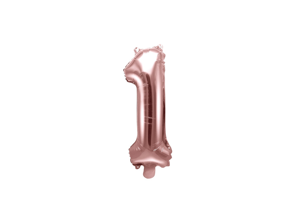 Foil balloon 35 cm number "1", pink gold