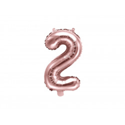 Foil balloon 35 cm number "2", pink gold