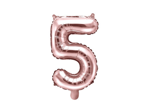 Foil balloon 35 cm number "5", pink gold