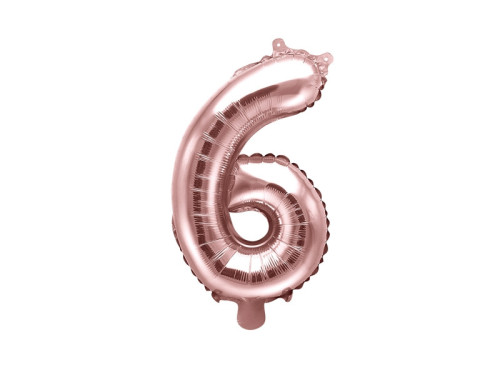 Foil balloon 35 cm number "6", pink gold