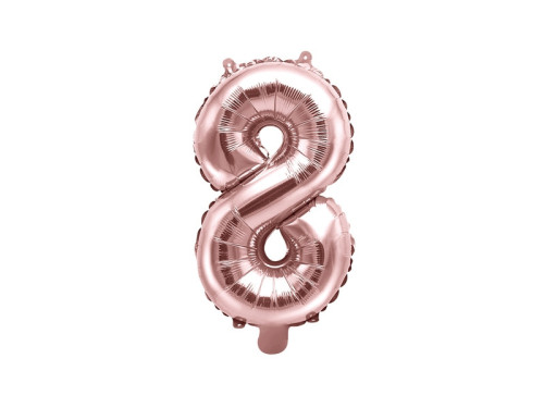 Foil balloon 35 cm number "8", pink gold
