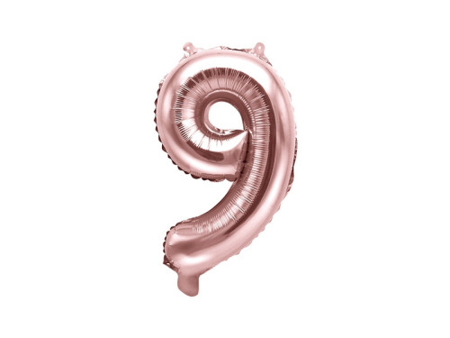 Foil balloon 35 cm number "9", pink gold