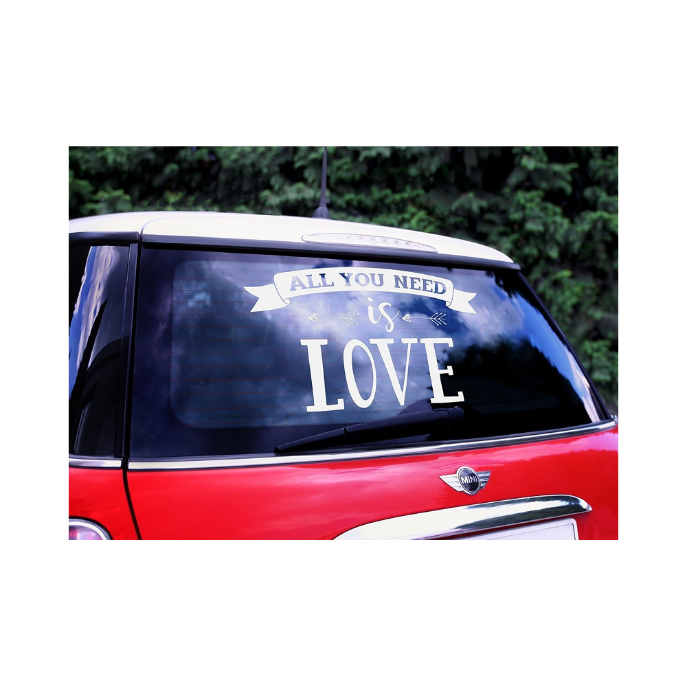 Naklejka ślubna na samochód - All you need is love, 33 x 45 cm
