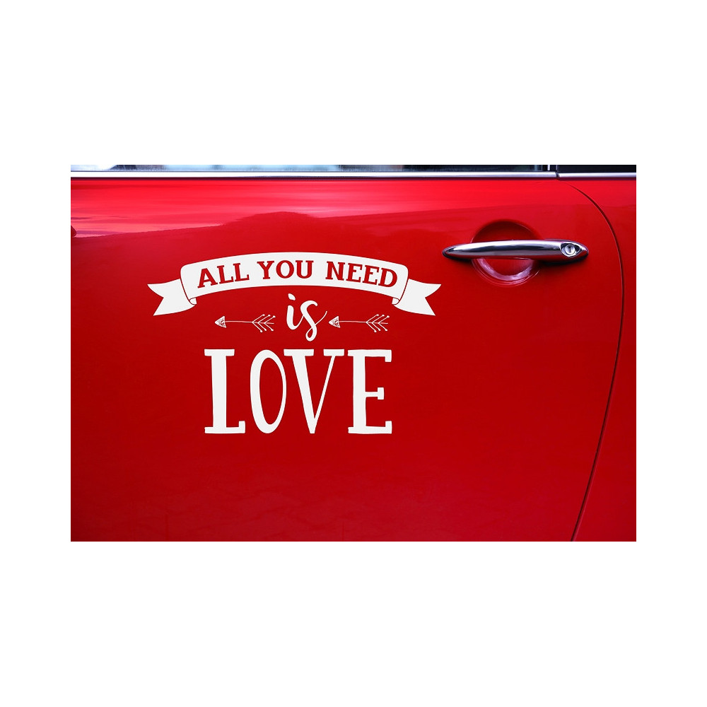 Wedding day car sticker - All you need is love, 33 x 45 cm