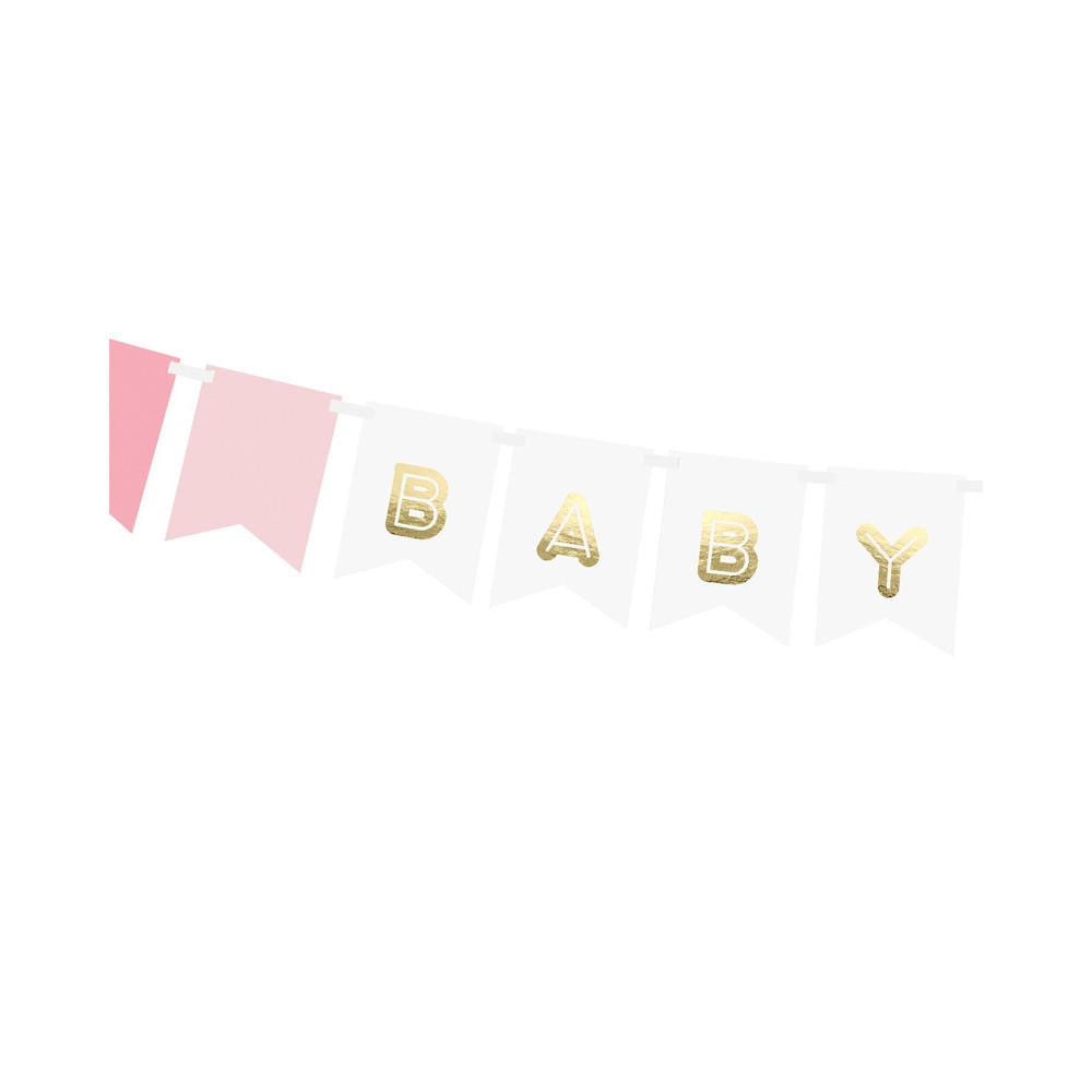 Baner Baby Girl - różowo-złoty, 15 x 175 cm