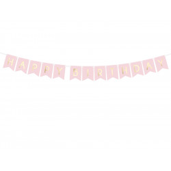 Banner Happy Birthday - light pink, 15 x 175 cm