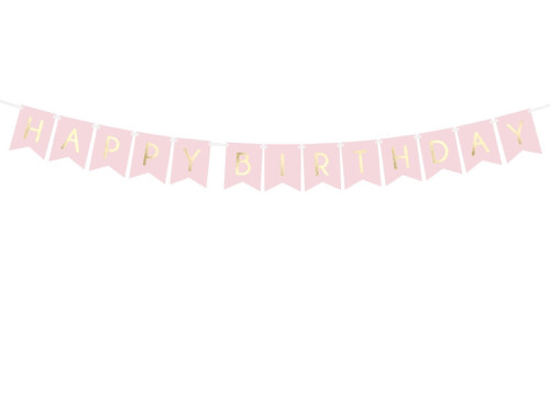 Banner Happy Birthday - light pink, 15 x 175 cm