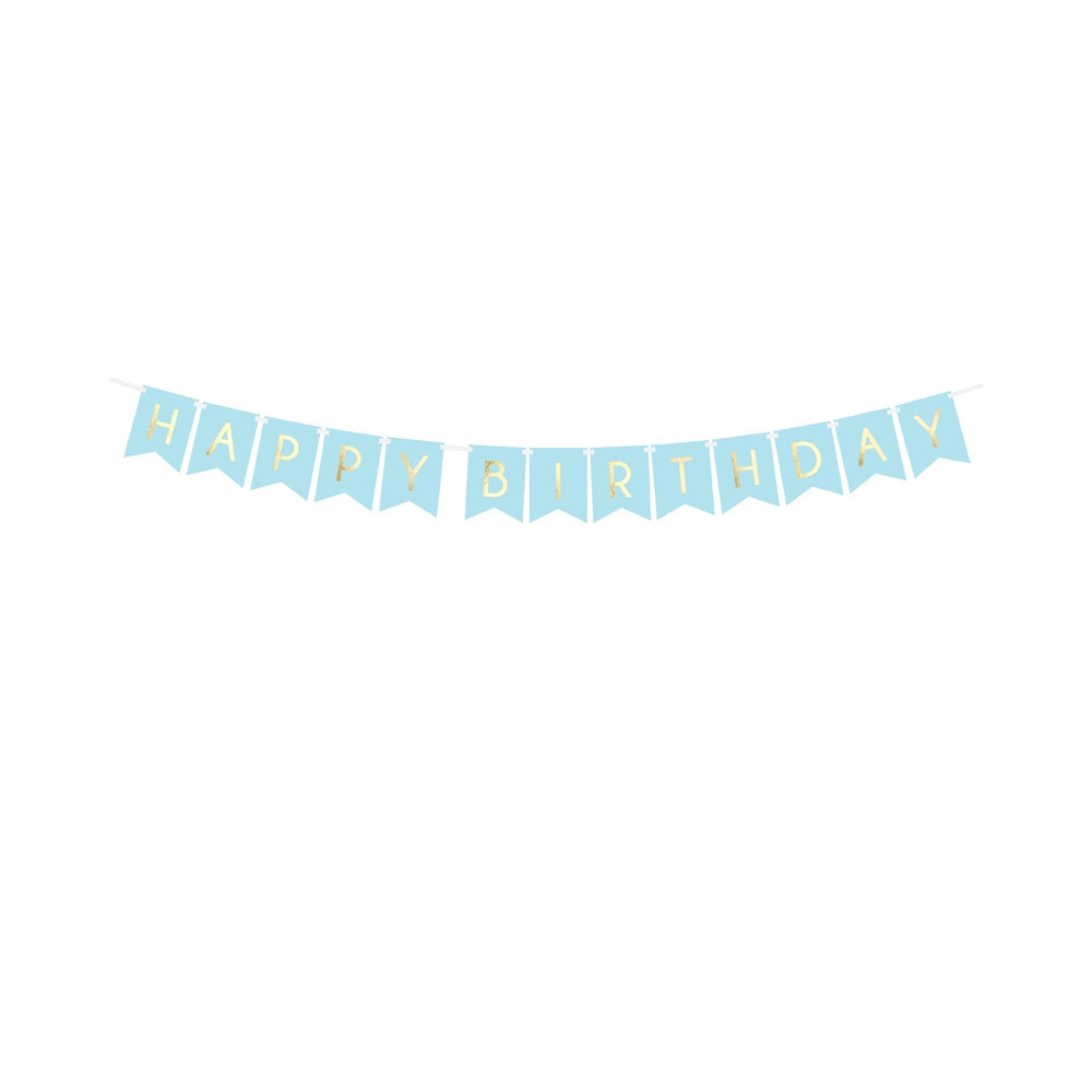 Baner Happy Birthday - jasnoniebieski, 15 x 175 cm