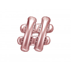 Balon foliowy hashtag - różowe złoto, 35 cm