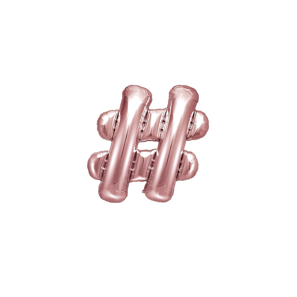 Balon foliowy hashtag - różowe złoto, 35 cm