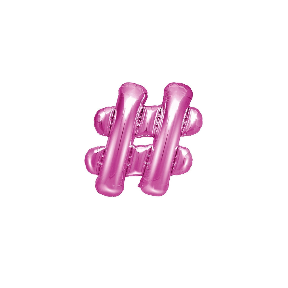 Balon foliowy hashtag - różowy, 35 cm