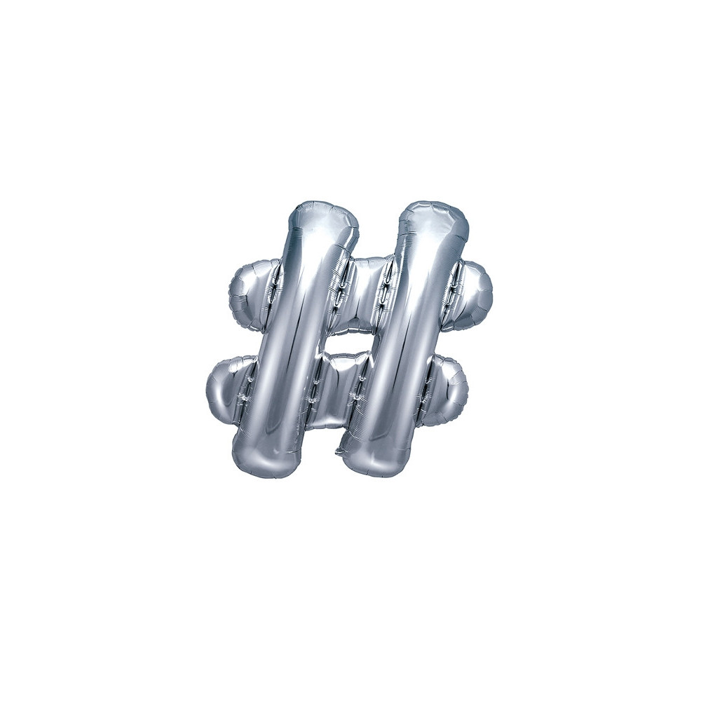 Balon foliowy hashtag - srebrny, 35 cm