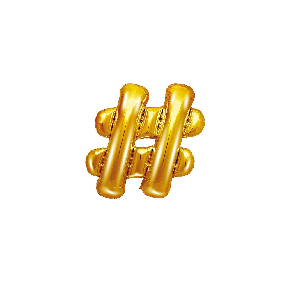 Balon foliowy hashtag - złoty, 35 cm