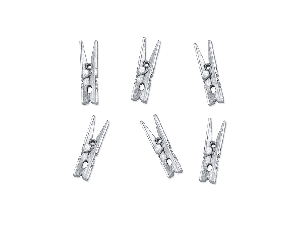 Mini clip decorative, metallized silver 3cm - 20pcs