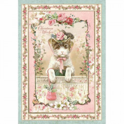 Papel de arroz-motivo strohseide-a4-Stamperia-Roses garden with Fence-Rose-dfsa 4450