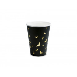 Paper cups Trick or Treat - black and gold, 220 ml, 6 pcs.