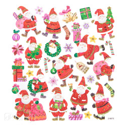 Stickers with brocade - Santa Clauses, 32 pcs