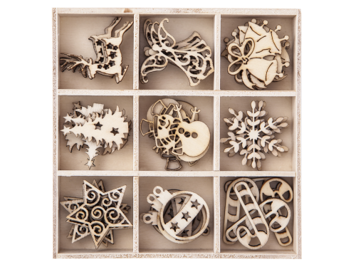 Wooden shapes Christmas 2, 45 pcs