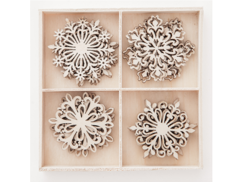 Wooden shapes Snowflakes, 20 pcs