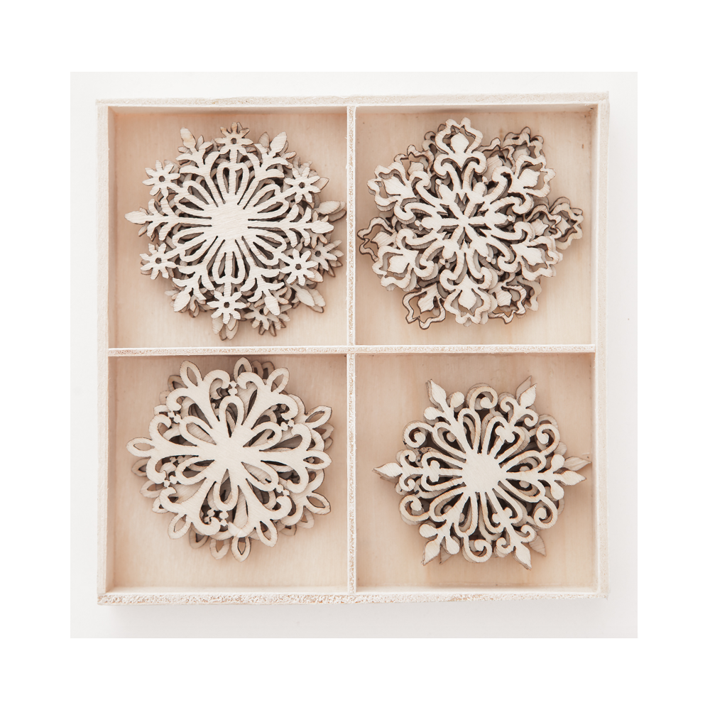 Wooden shapes Snowflakes, 20 pcs