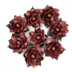 Kwiaty papierowe - Poinsecje metallic red 8 szt.