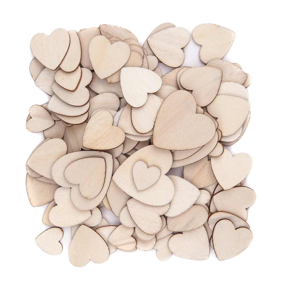 Wooden shapes Hearts, 120 pcs