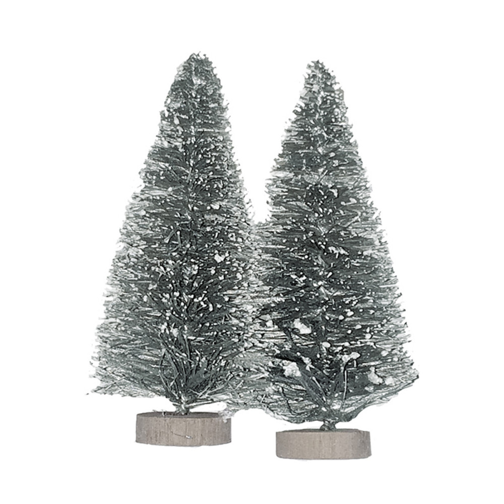 Decorative Christmas trees - silver, 7 cm, 2 pcs.
