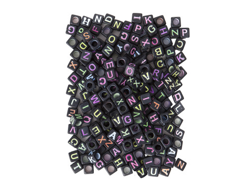 Beads letters - neon, 124 pcs