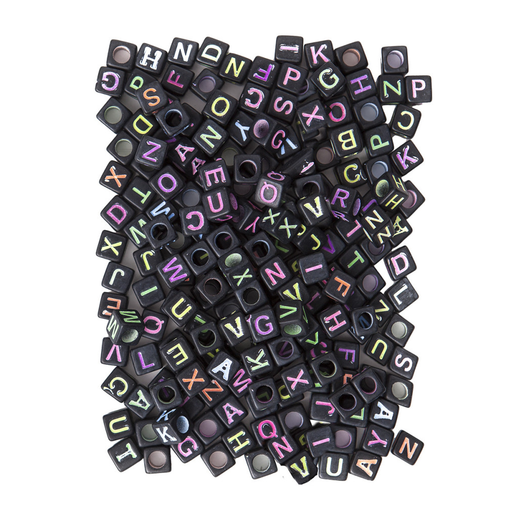 Koraliki literki - DpCraft - neon czarne, 124 szt.