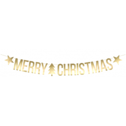 Banner Merry Christmas gold, 10,5 x 150 cm, 1 pc