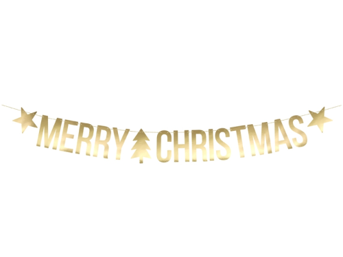 Baner świąteczny Merry Christmas - złoty, 10,5 x 150 cm