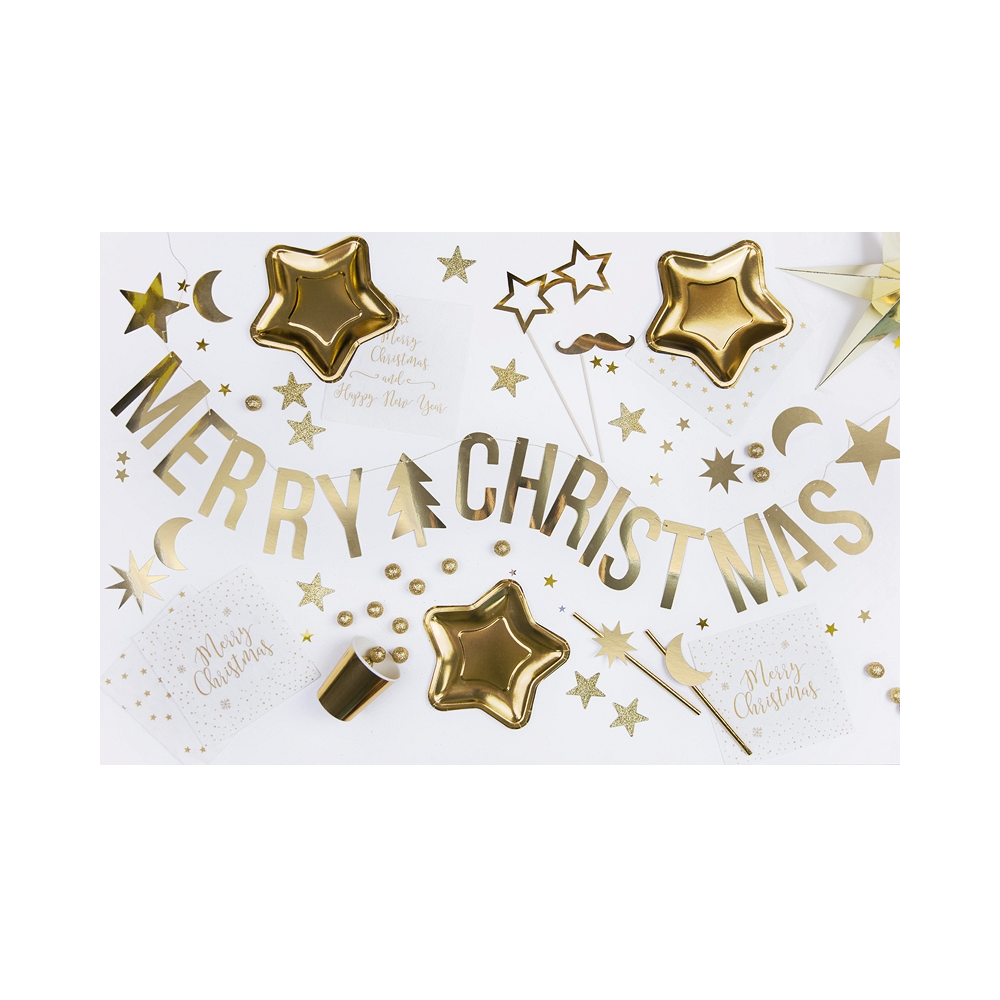 Banner Merry Christmas gold, 10,5 x 150 cm, 1 pc