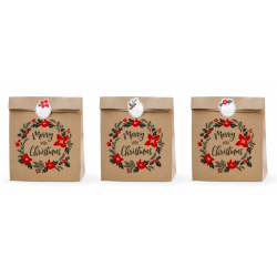 Gift bags Merry Little Christmas - kraft, 3 pcs