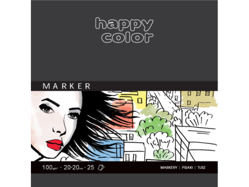 Blok do markerów 20 x 20 cm - Happy Color - 100 g, 25 ark.