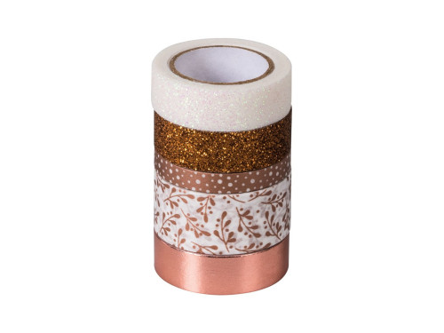 Decorative washi tapes - Heyda - copper and rosegold 5 pcs.