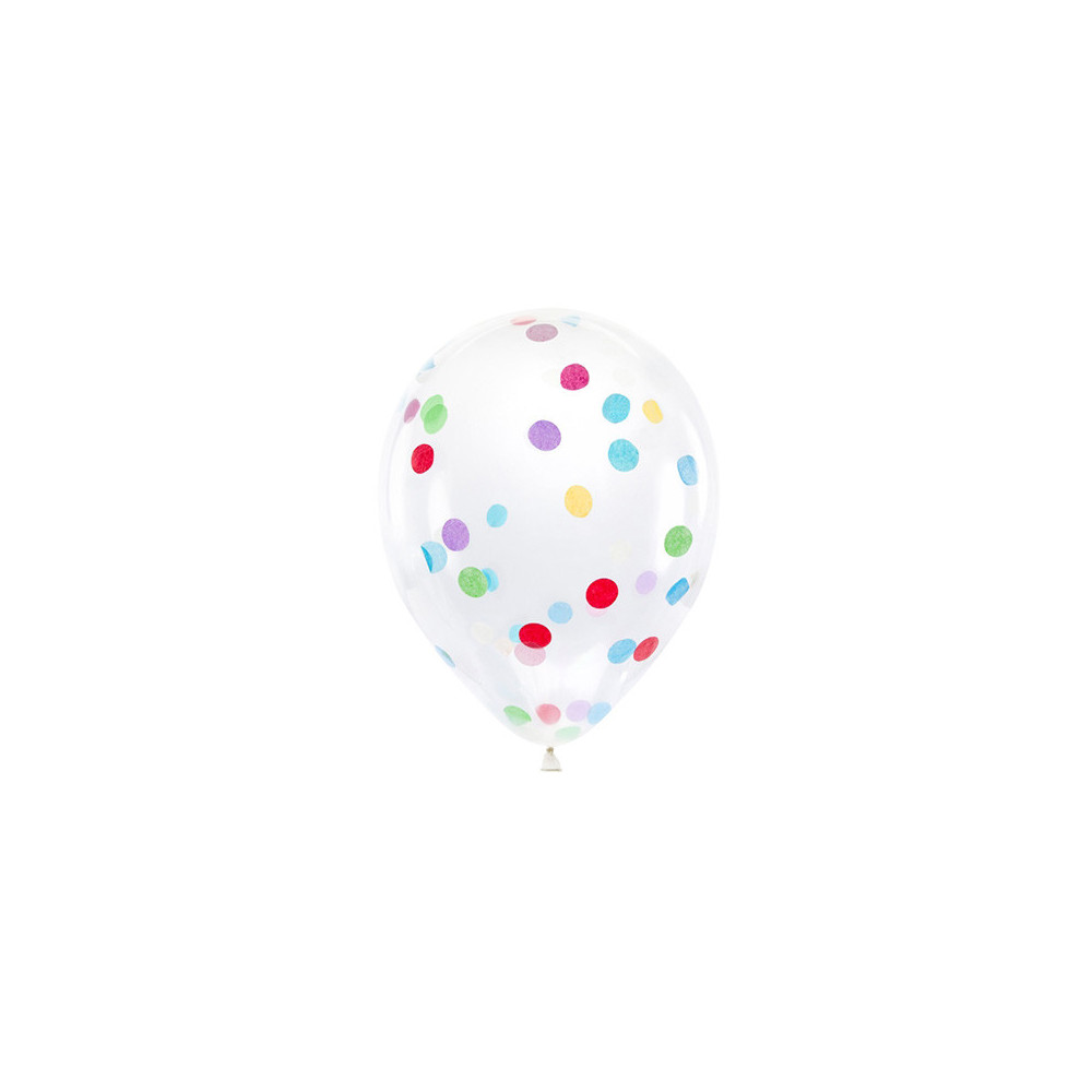 Balloons with round confetti - color mix, 30 cm, 6 pcs.