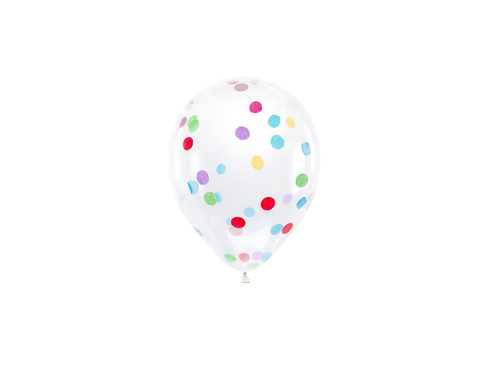 Balloons with round confetti - color mix, 30 cm, 6 pcs.