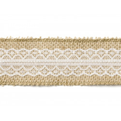 Jute tape with lace, 5 cm x 5 m