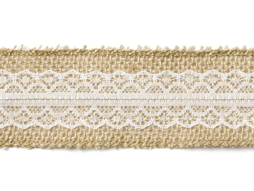 Jute tape with lace, 5 cm x 5 m