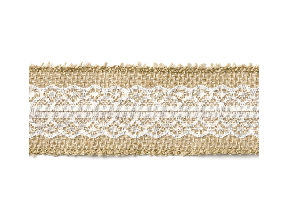 Jute tape with lace, 5 cm x 5 m