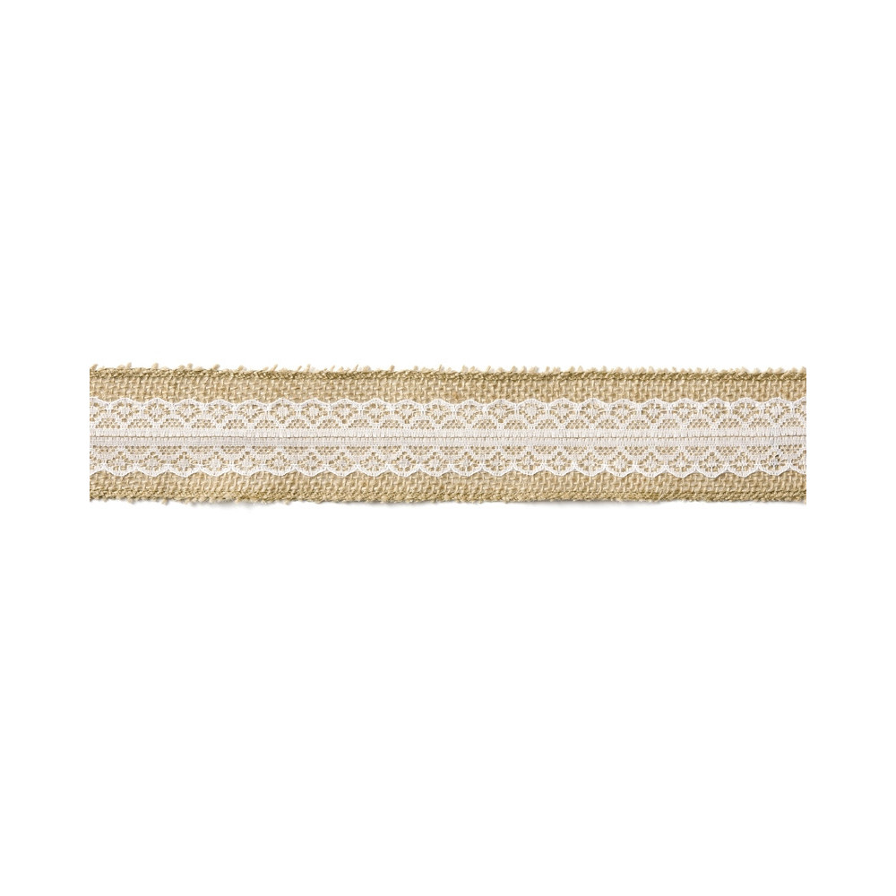 Jute tape with lace, 5 cm x 5 m