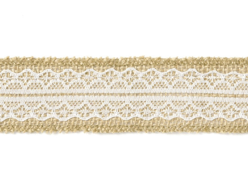 Jute tape with lace, 4 cm x 5 m