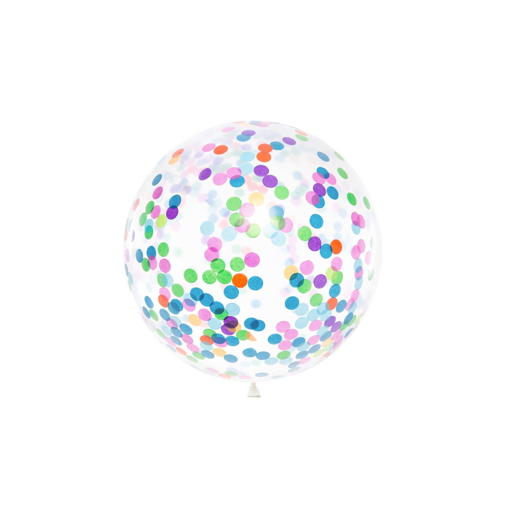 Balon z okrągłym konfetti - kolorowe, 100 cm