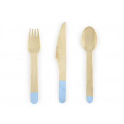 Wooden cutlery light blue,...