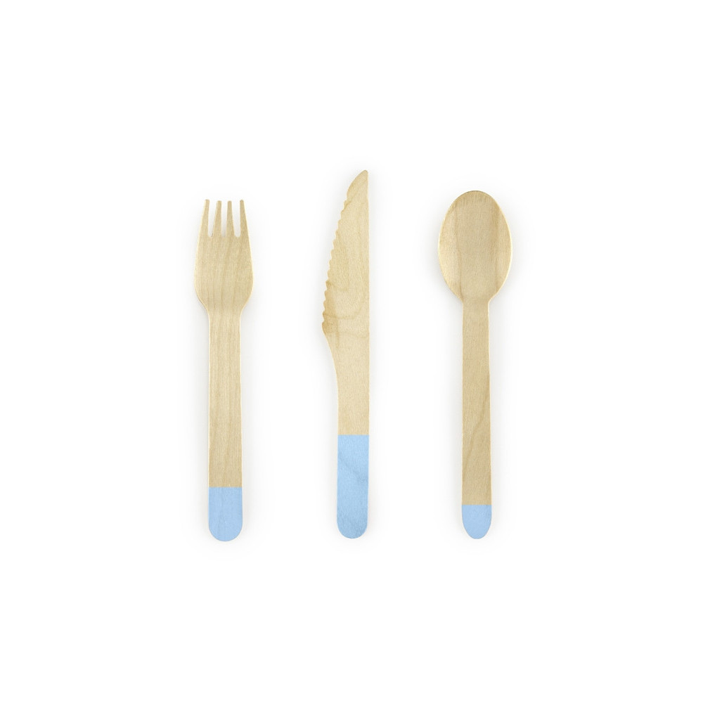 Wooden cutlery light blue, 16 cm